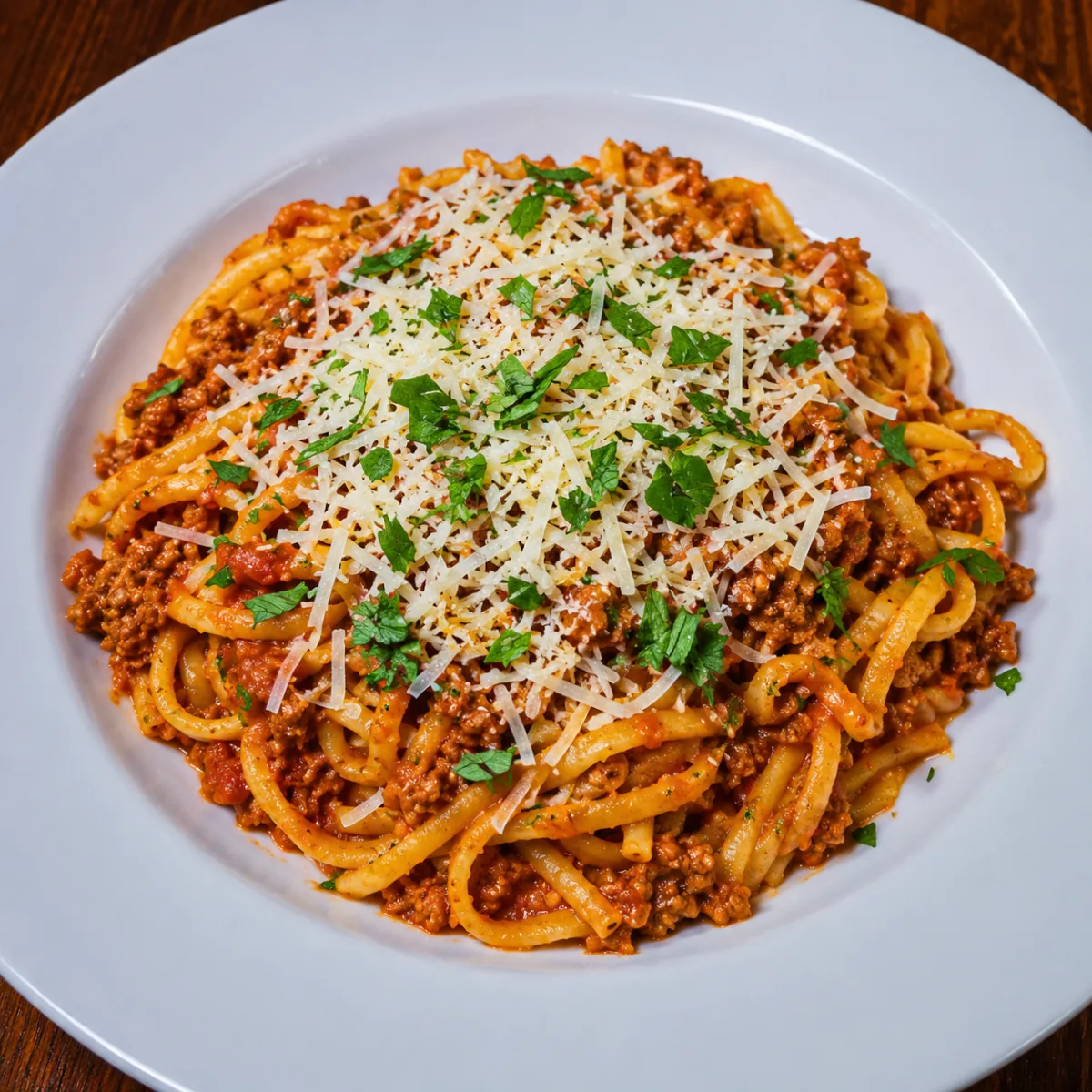 Pasta Bolognese med köttfärssås och parmesan